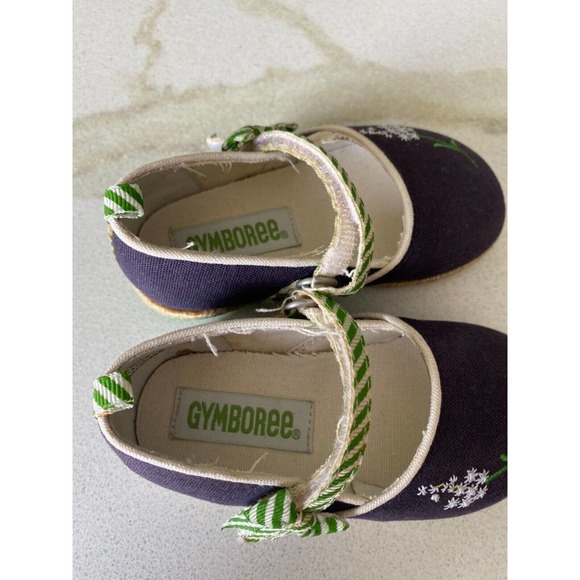 GYMBOREE Baby Girl size 4 Shoe Navy Blue Green floral Toddler Summer Slip On A52 - Picture 3 of 5